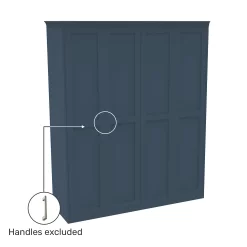 House Beautiful Realm Fitted Look Quad Wardrobe, White Carcass - Navy Blue Shaker Doors (W) 1901mm X (H) 2256mm -Furniture Sale Store 13999893 1905005586269035