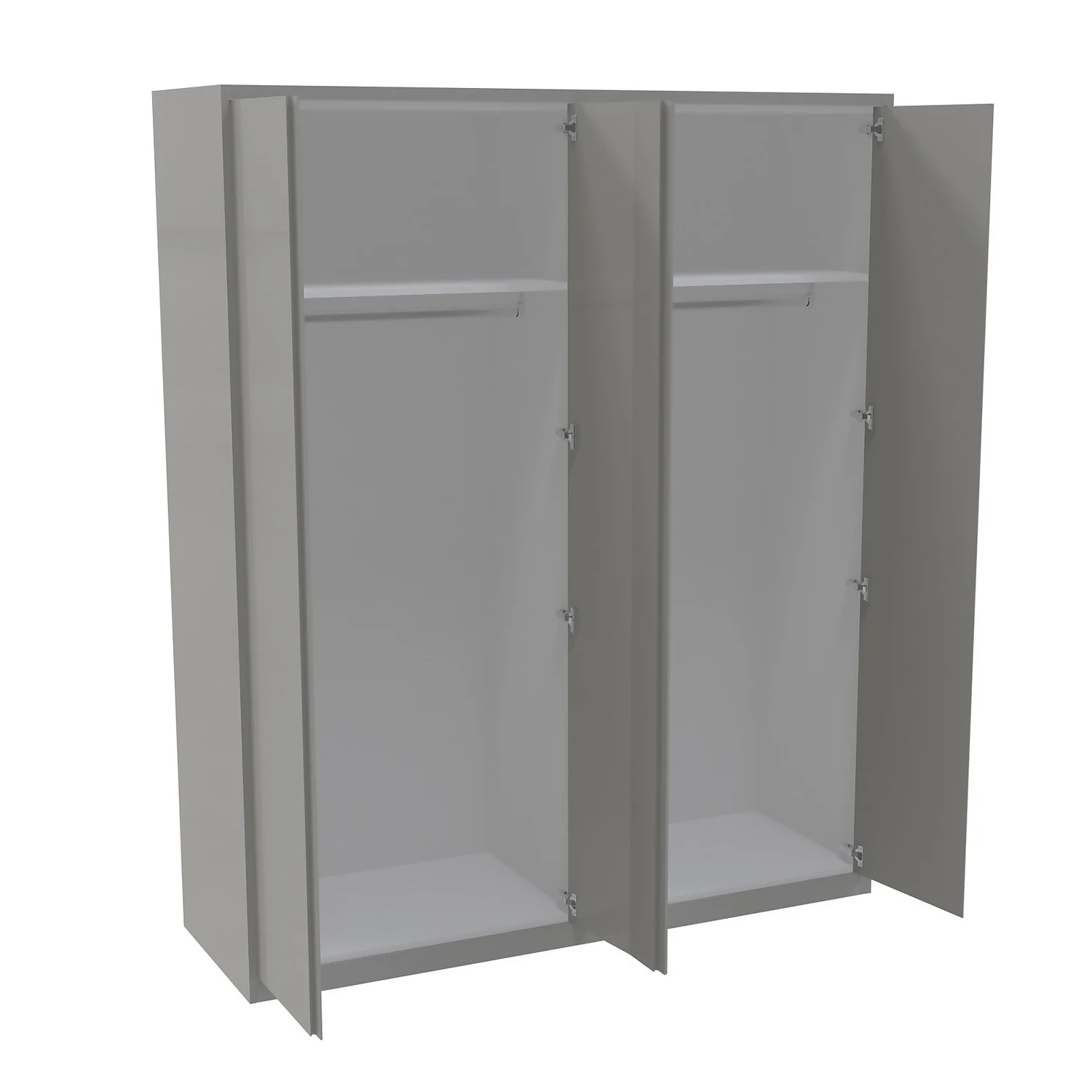 House Beautiful Escape Fitted Look Quad Wardrobe, White Carcass - Gloss Grey Handleless Doors (W) 1840mm X (H) 2226mm 2 House Beautiful Escape Fitted Look Quad Wardrobe, White Carcass - Gloss Grey Handleless Doors (W) 1840mm X (H) 2226mm - Image 2