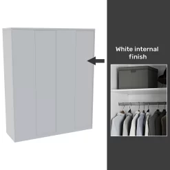 House Beautiful Honest Fitted Look Quad Wardrobe, White Carcass - Gloss White Slab Doors (W) 1840mm X (H) 2226mm
