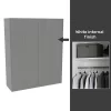 House Beautiful Honest Fitted Look Quad Wardrobe, White Carcass - Gloss Grey Slab Doors (W) 1840mm X (H) 2226mm