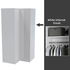 House Beautiful Honest Fitted Look Corner Wardrobe, White Carcass - Gloss White Slab Doors (W) 1073mm X (H) 2226mm