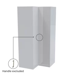House Beautiful Honest Fitted Look Corner Wardrobe, White Carcass - Gloss White Slab Doors (W) 1073mm X (H) 2226mm -Furniture Sale Store 13999904 2725012795557194