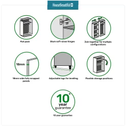 House Beautiful Realm Single Wardrobe, Grey Carcass - Navy Blue Shaker Door (W) 450mm X (H) 2196mm -Furniture Sale Store 13999913 1205014369489605