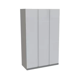 House Beautiful Escape Triple Wardrobe, Grey Carcass - Gloss White Handleless Doors (W) 1350mm X (H) 2196mm