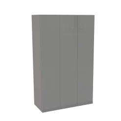 House Beautiful Honest Triple Wardrobe, Grey Carcass - Gloss Grey Slab Doors (W) 1350mm X (H) 2196mm