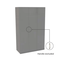 House Beautiful Honest Triple Wardrobe, Grey Carcass - Gloss Grey Slab Doors (W) 1350mm X (H) 2196mm -Furniture Sale Store 13999933 3115005576455570
