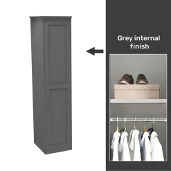 House Beautiful Realm Fitted Look Single Wardrobe, Grey Carcass - Carbon Grey Shaker Door (W) 551mm X (H) 2256mm