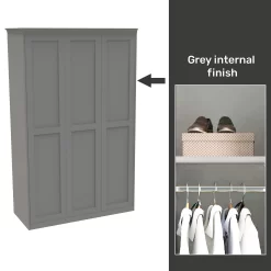 House Beautiful Realm Fitted Look Triple Wardrobe, Grey Carcass - Grey Shaker Doors (W) 1451mm X (H) 2256mm