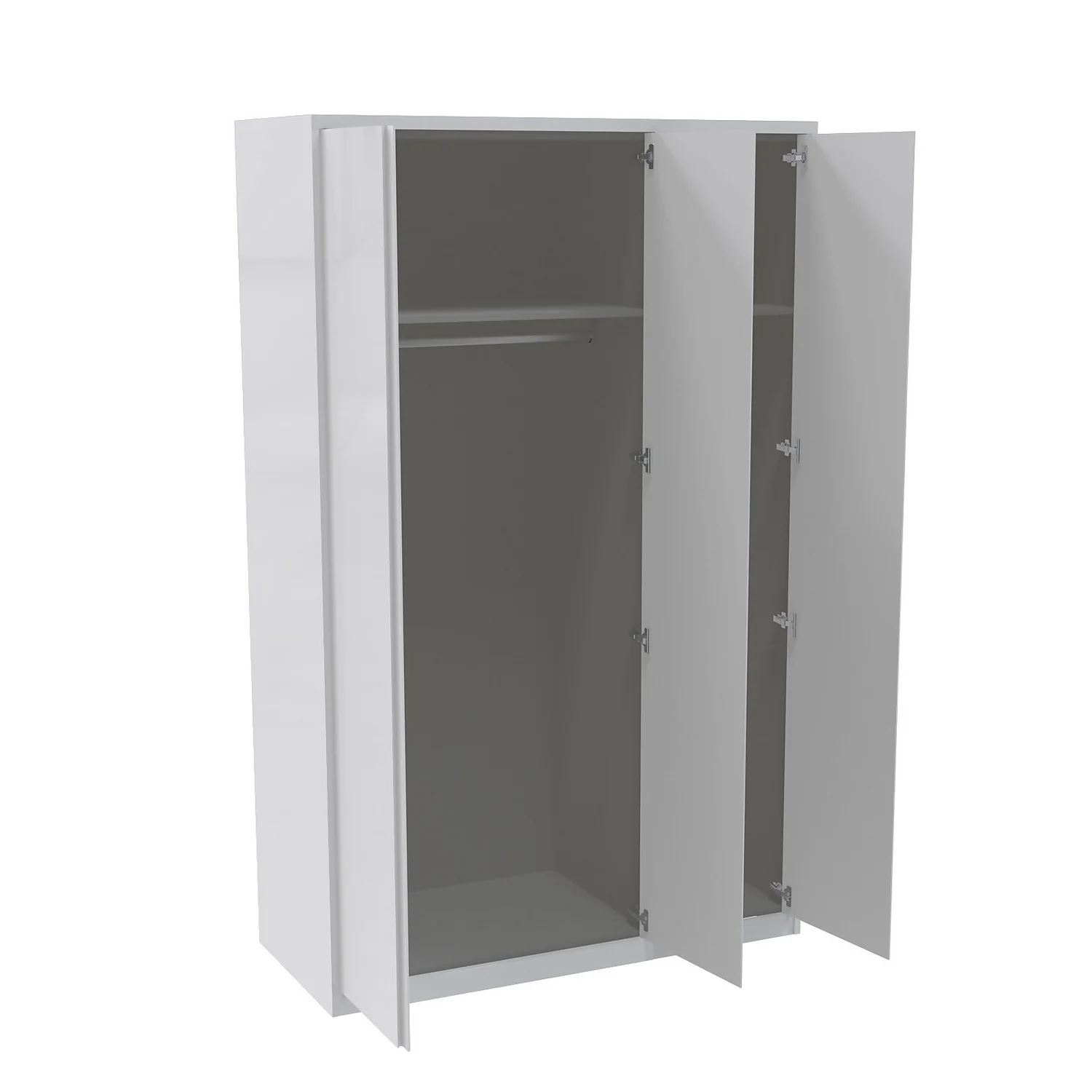 House Beautiful Escape Fitted Look Triple Wardrobe, Grey Carcass - Gloss White Handleless Doors (W) 1390mm X (H) 2226mm 2 House Beautiful Escape Fitted Look Triple Wardrobe, Grey Carcass - Gloss White Handleless Doors (W) 1390mm X (H) 2226mm - Image 2