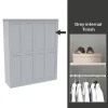 House Beautiful Realm Fitted Look Quad Wardrobe, Grey Carcass - White Shaker Doors (W) 1901mm X (H) 2256mm