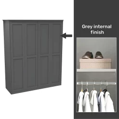 House Beautiful Realm Fitted Look Quad Wardrobe, Grey Carcass - Carbon Grey Shaker Doors (W) 1901mm X (H) 2256mm