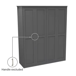 House Beautiful Realm Fitted Look Quad Wardrobe, Grey Carcass - Carbon Grey Shaker Doors (W) 1901mm X (H) 2256mm -Furniture Sale Store 13999976 4675014911837939