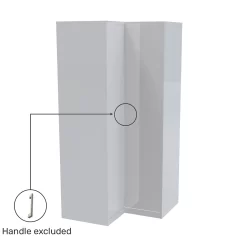 House Beautiful Honest Fitted Look Corner Wardrobe, Grey Carcass - Gloss White Slab Doors (W) 1073mm X (H) 2226mm -Furniture Sale Store 13999988 1195005572994686