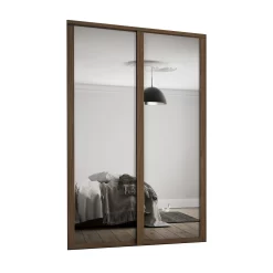 Shaker 2 Door Sliding Wardrobe Kit Mirror With Walnut Frame (W)1449 X (H)2260mm