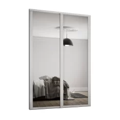 Shaker 2 Door Sliding Wardrobe Kit Mirror With Dove Grey Frame (W)1145 X (H)2260mm