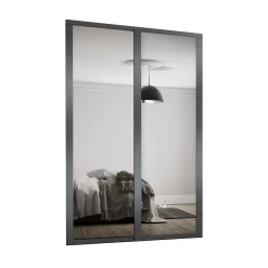 Shaker 2 Door Sliding Wardrobe Kit Mirror With Graphite Frame (W)1753 X (H)2260mm