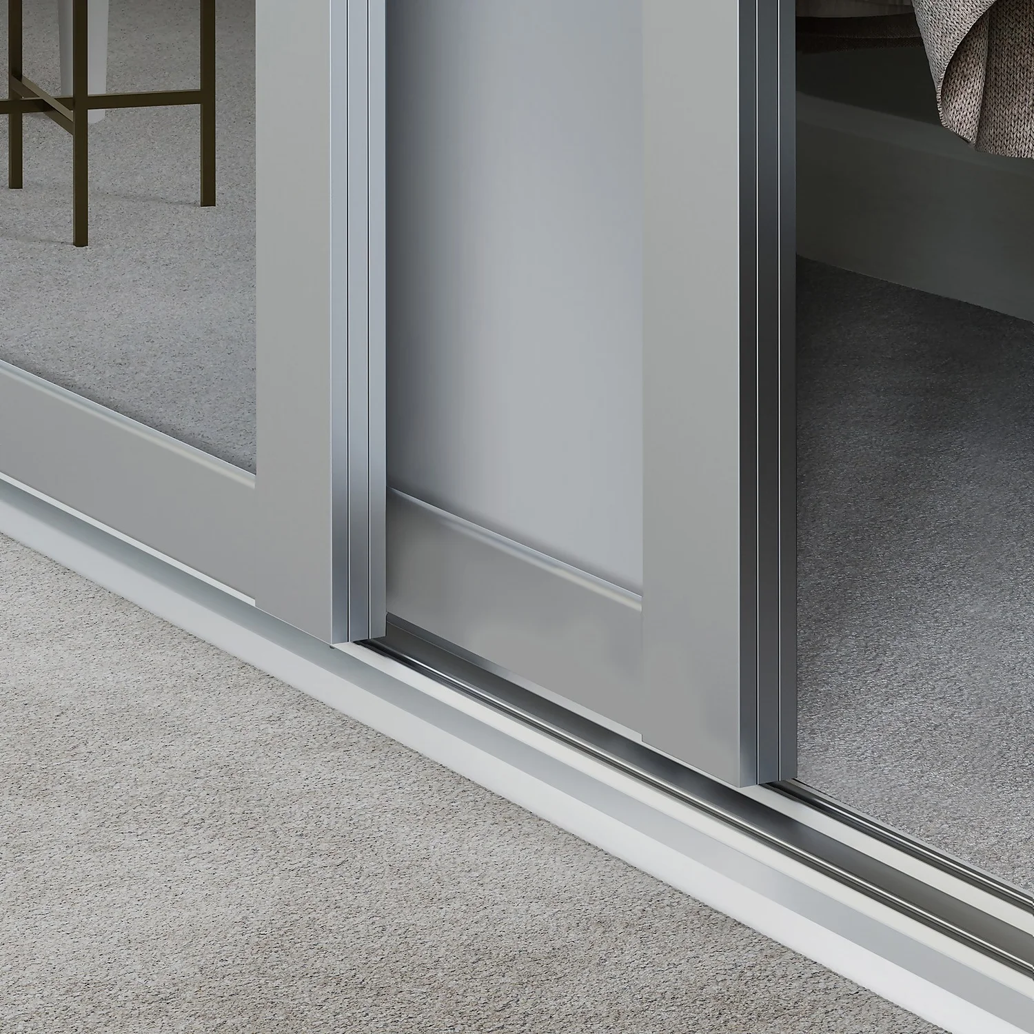 Shaker 3 Door Sliding Wardrobe Kit Dove Grey Panel / Mirror With Dove Grey Frame (W)2592 X (H)2260mm 3 Shaker 3 Door Sliding Wardrobe Kit Dove Grey Panel / Mirror With Dove Grey Frame (W)2592 X (H)2260mm - Image 3