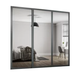 Shaker 3 Door Sliding Wardrobe Kit Mirror With Graphite Frame (W)2136 X (H)2260mm