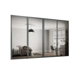 Shaker 4 Door Sliding Wardrobe Kit Mirror With Graphite Frame (W)2290 X (H)2260mm